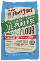 Bob's Red Mill Organic Unbleached All Purpose Flour, 5lb (Pack of 1) - Vegan, Kosher, Unbromated, Unenriched