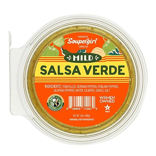 Soupergirl Salsa Verde Mild | Fresh Tomatillo Green Salsa | Kosher, Preservative-Free, Women-Owned, Fair Food Certified, 12oz