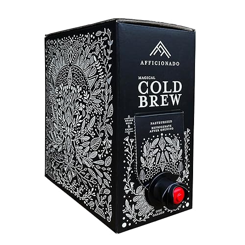 Afficionado Coffee Roasters | Magical Cold Brew | 1 Gallon | Bag in Box | Single Origin Peruvian Coffee | Medium Roast | Ready to Drink | Pasteurized
