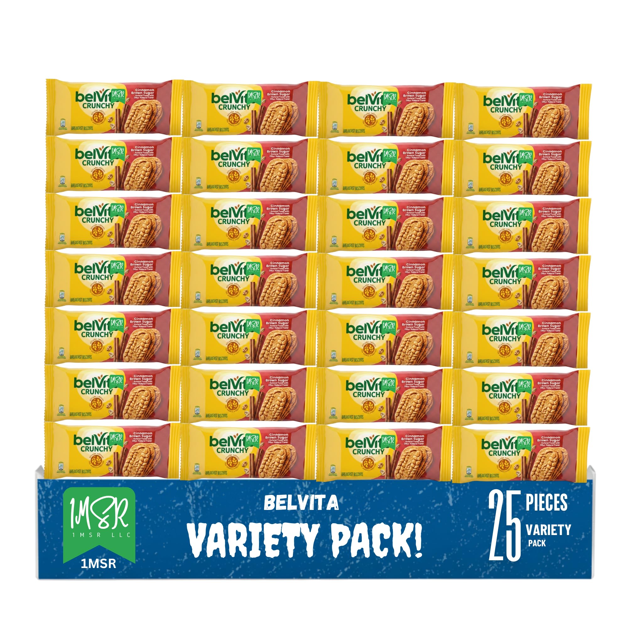 beIVia Cinnamon Brown Sugar Breakfast Biscuits, 25 Count, 4 Biscuits per Pack, Crunchy Whole Grain Breakfast Snack Packs, Individually Wrapped Morning