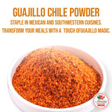 Guajillo Chile Powder Ground (8oz) - Natural and Premium. Great For Chili, Sauces, Stews, Salsa, Meat Rubs, Enchiladas, Mole and Tamales. Tangy