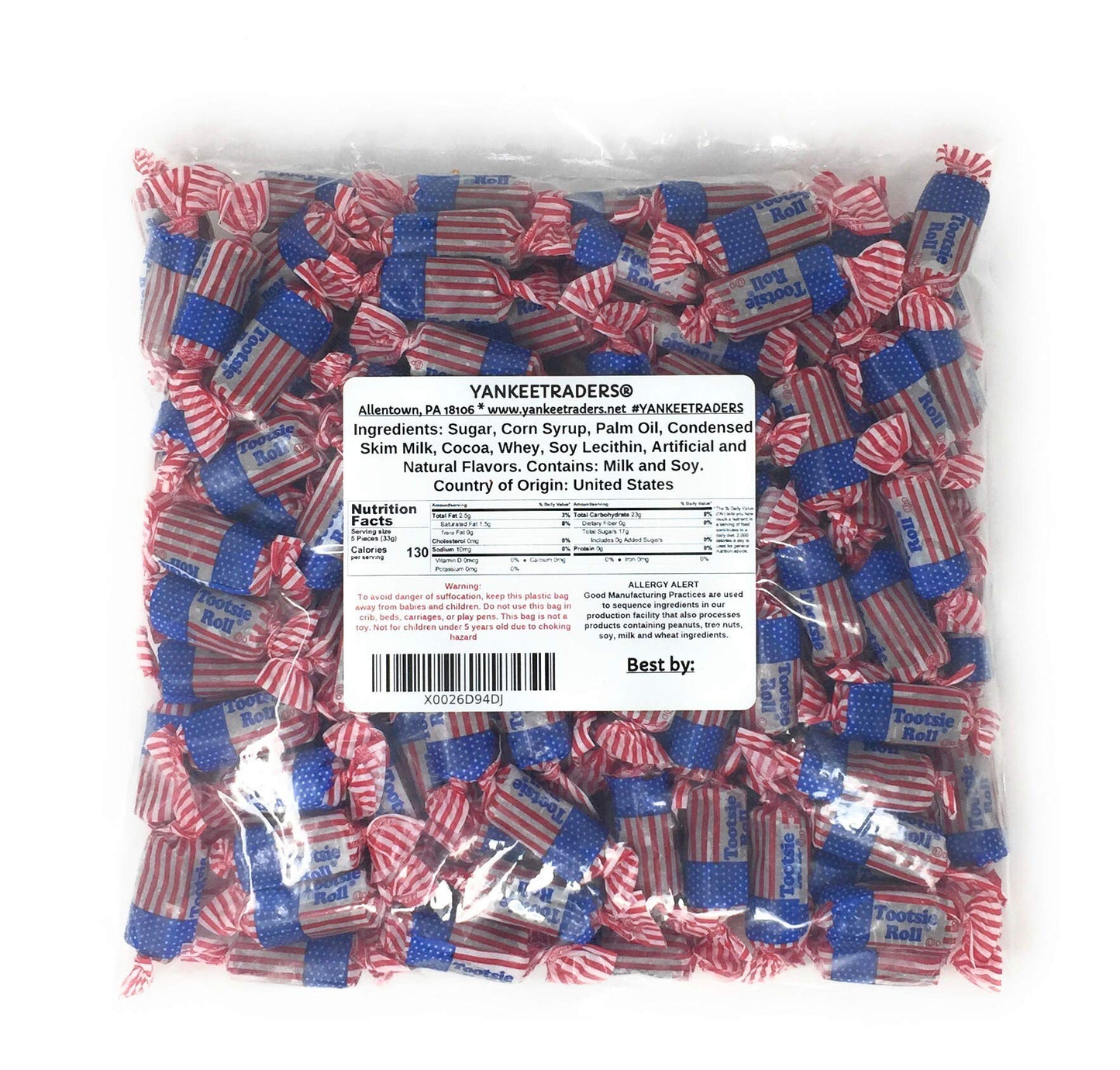 All American Mini Flag Tootsie Roll® 2 Pound Party Bag