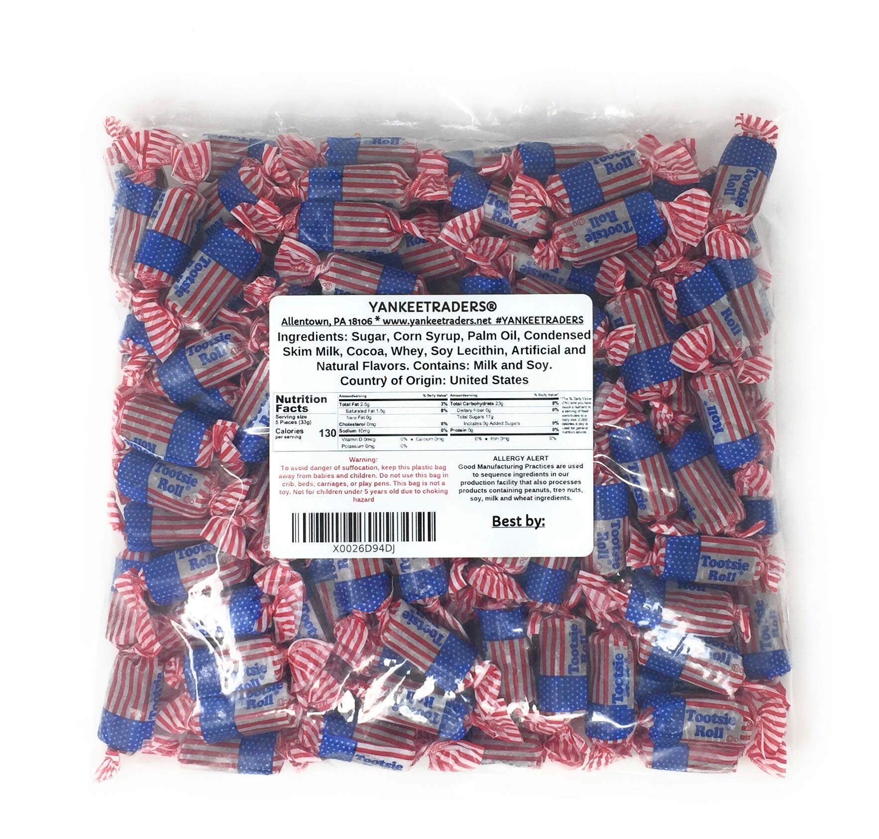 All American Mini Flag Tootsie Roll® 2 Pound Party Bag