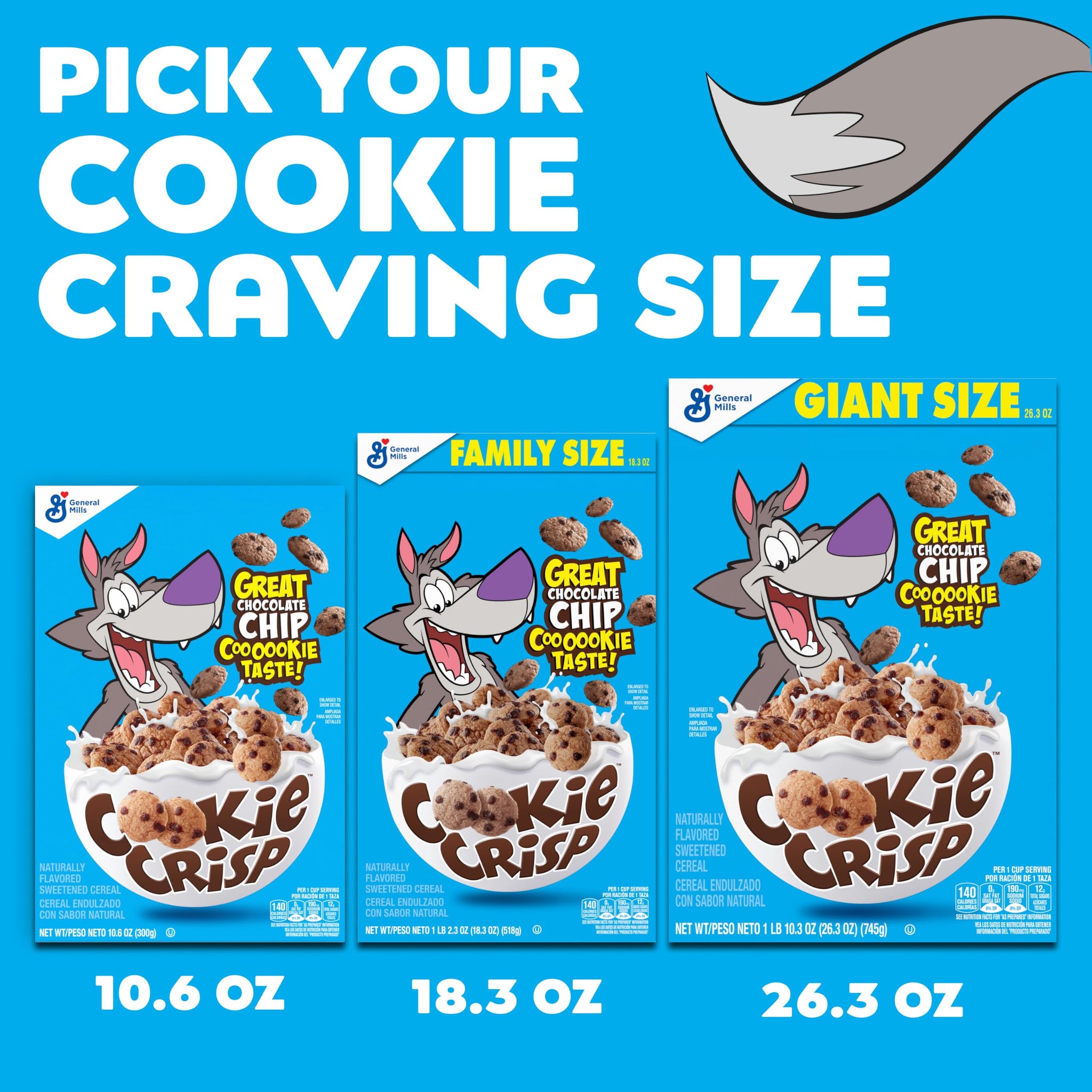 Cookie Crisp Breakfast Cereal, Chocolate Chip Cookie Taste, Made with Whole Grain, Large Size, 15.1 oz