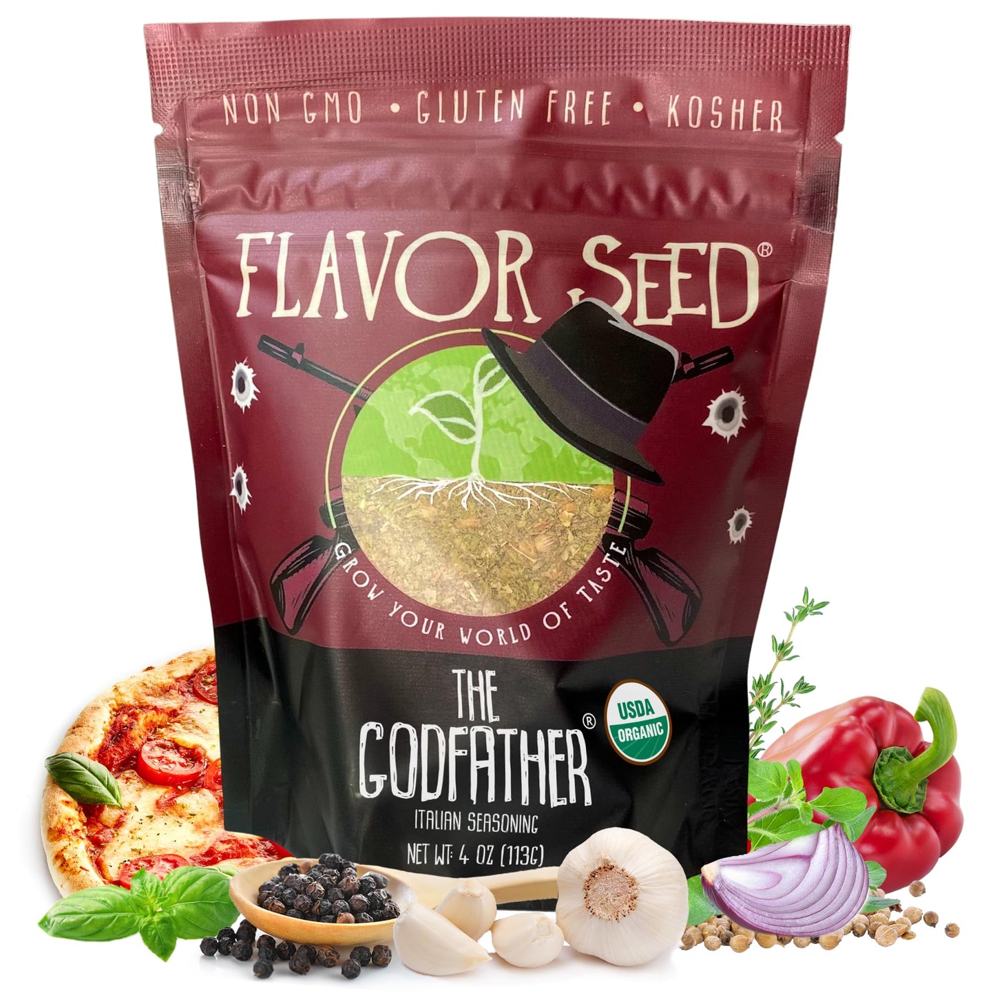Organic Italian Seasoning, The Godfather by Flavor Seed, Mediterranean Blend of Herbs and Spices for Pasta Salad, Tomato Sauces, Pizza Toppings