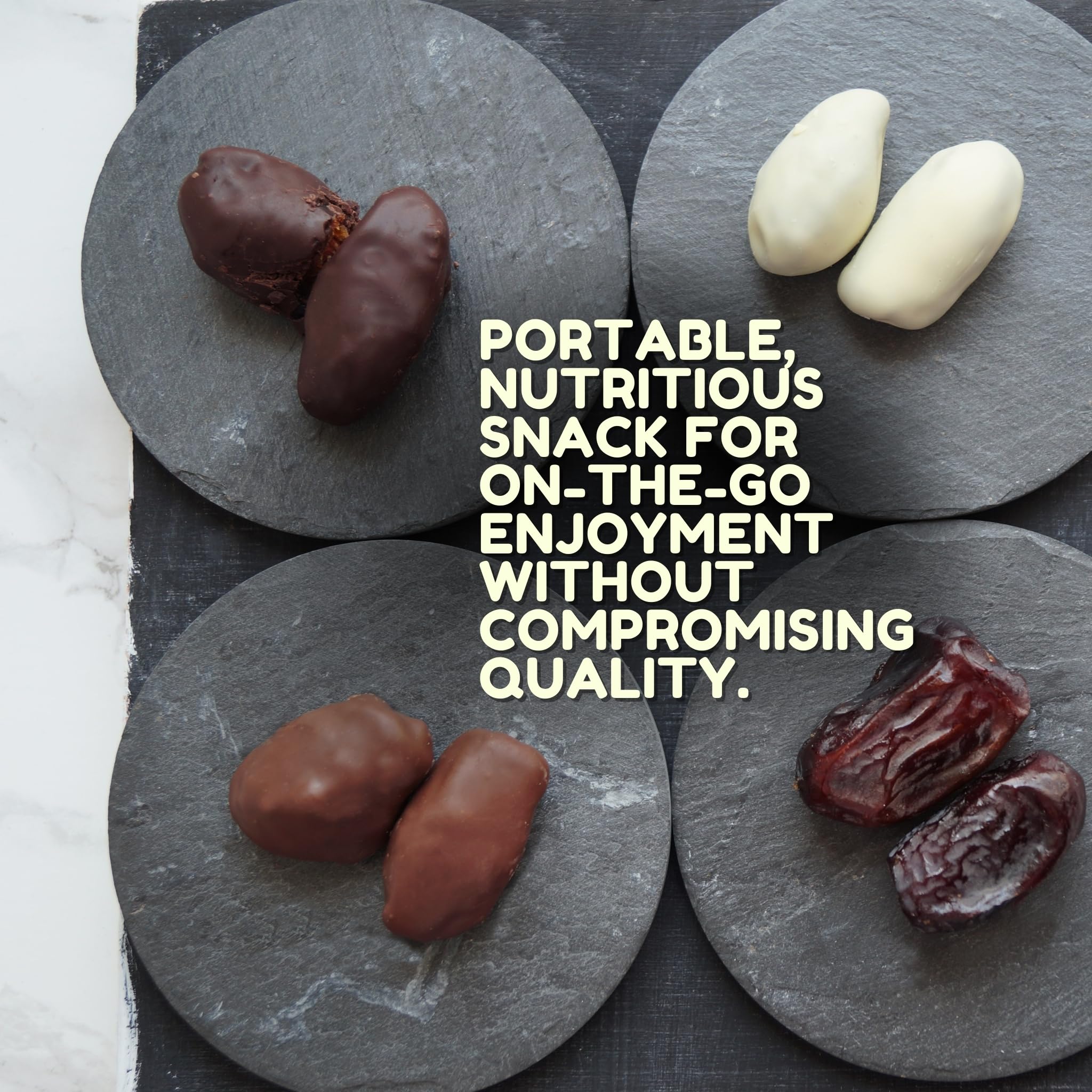 Kitchen & Love Assorted Chocolate Covered Almond Stuffed Dates in a Convenient Resealable Pouch, 8 Individually Wrapped Pieces, Healthy Snack, 3.5 oz