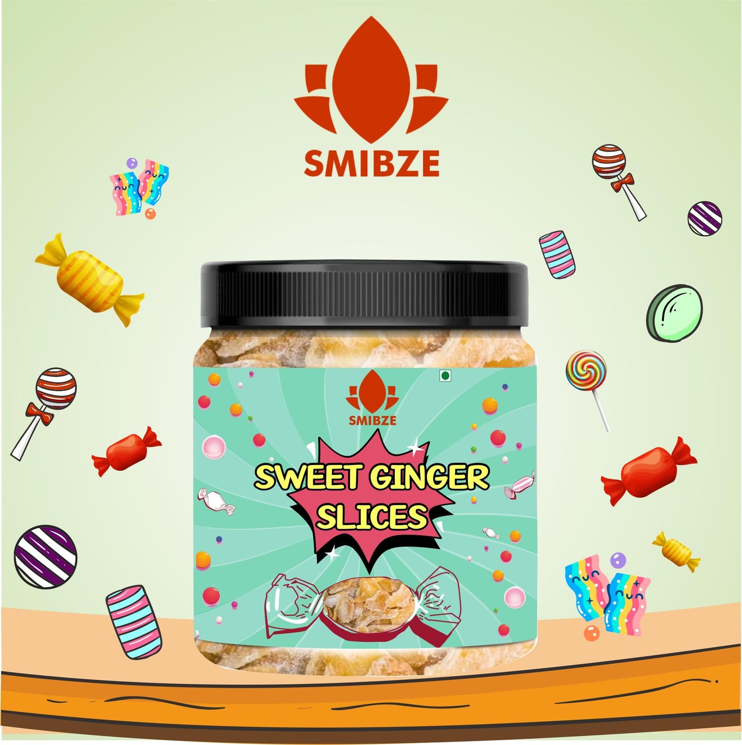 SMIBZE Natural Sweet Ginger Slices 250 GM (Pack of 1) SMIBZE