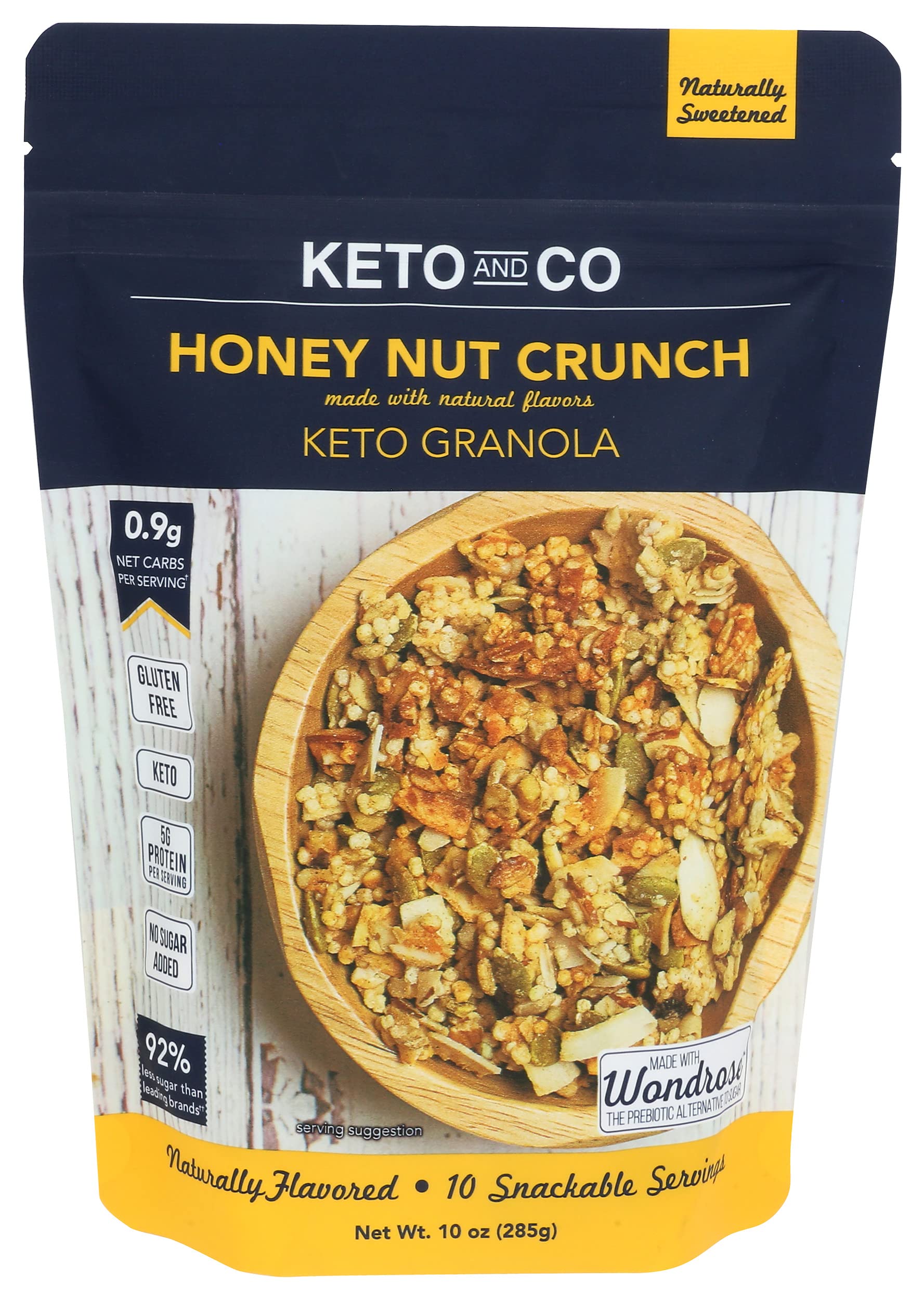 Keto Honey Nut Granola by Keto and Co | Just 0.9g Net Carbs Per Serving | Gluten Free, Low Carb, Diabetic Friendly, Naturally Sweetened, No Added