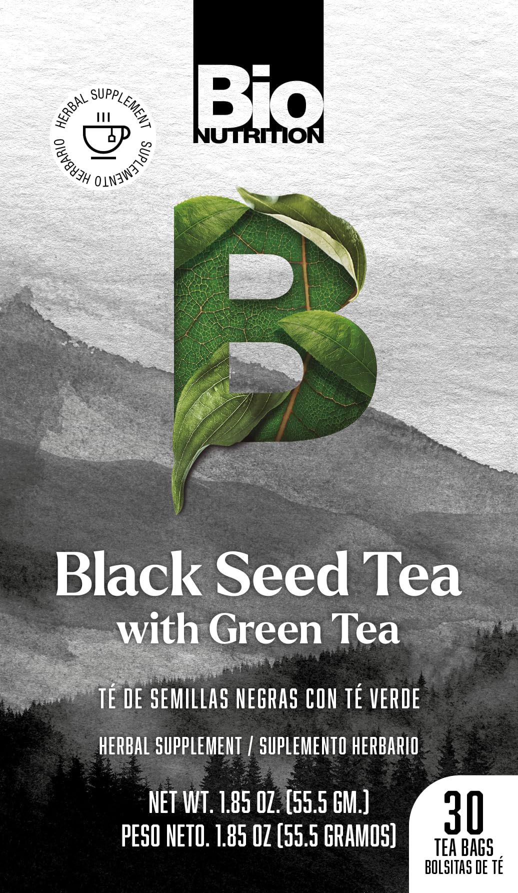 Bio Nutrition Black Seed Tea with Green Tea, 30 Tea Bags, 1.85 oz (55.5 g)