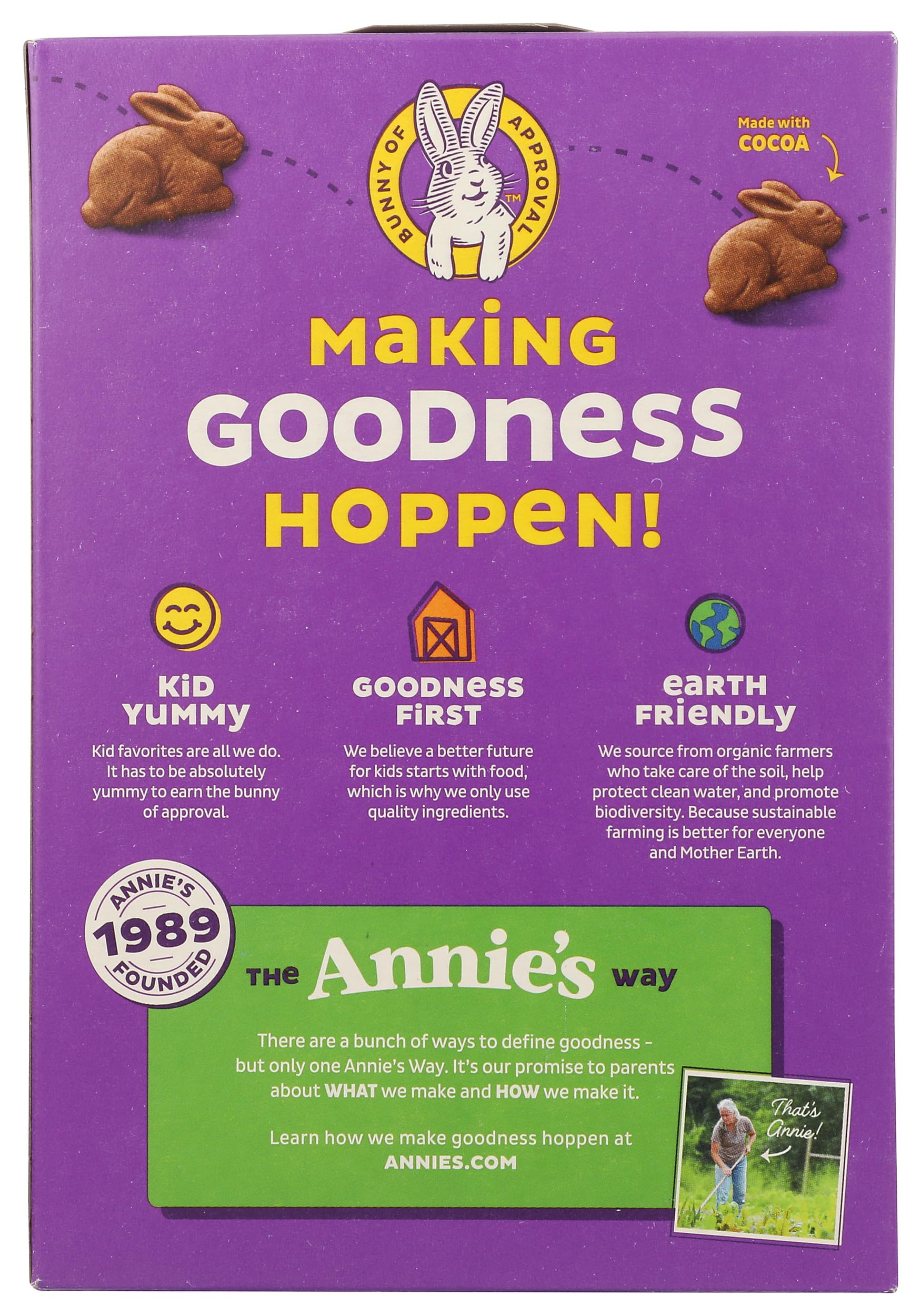 Annie's Homegrown Chocolate Bunny Grahams, 7.5 oz