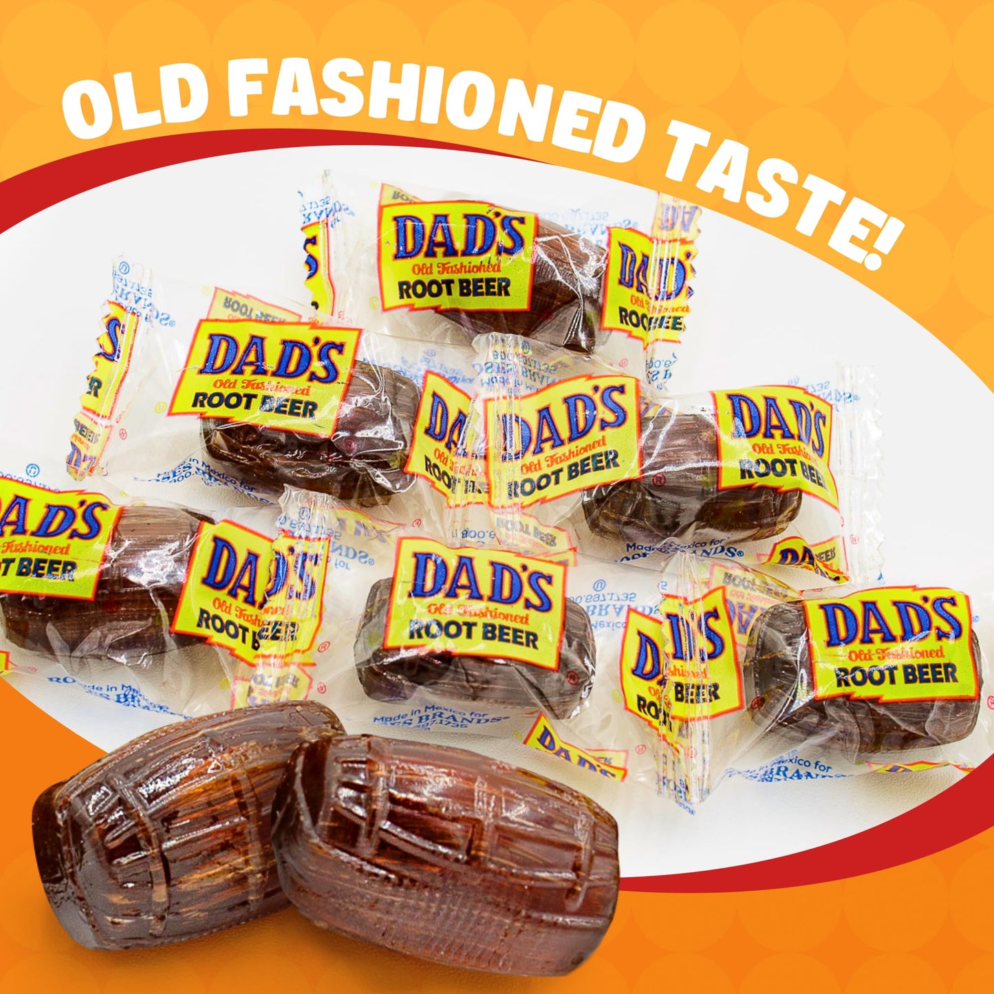 DAD'S ROOT BEER BARRELS Hard Candy 2 lb - Bulk Bag, Old Fashioned, Original Flavor, Individually Wrapped (100 Pieces)