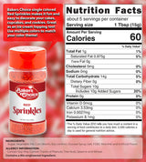 Bakers Choice Red Sprinkles for Baking - Jimmies Sprinkles for Ice Cream Toppings - Dairy Free, Kosher 2.8 oz.