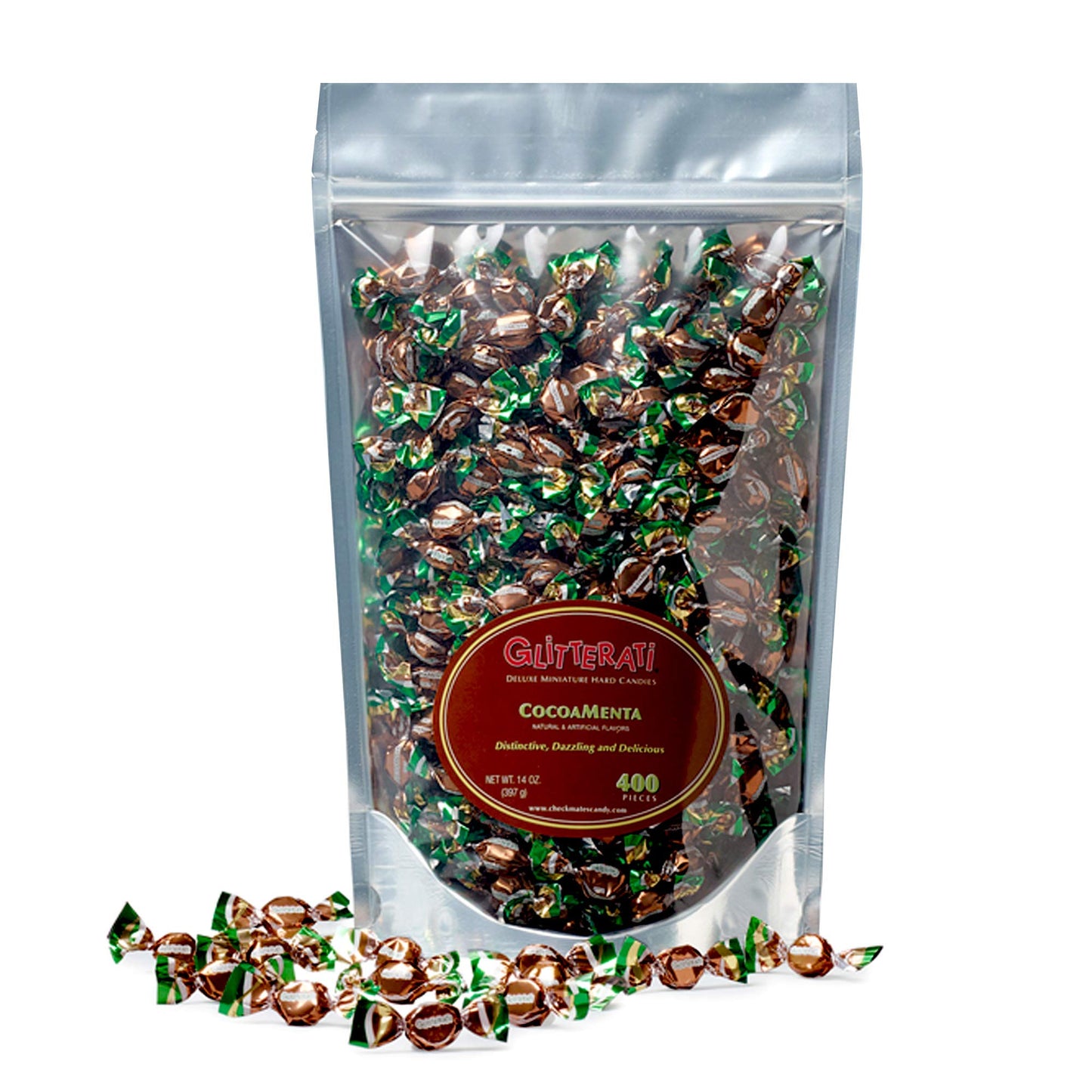 GLITTERATI Cocoamenta Original Italian Miniature Hard Candies, Distinctive Cocoa and Mint Blend Flavor, Individually Wrapped Gourmet Candy, 14 oz