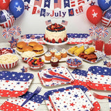 Patriotic Plates and Napkins,96Pcs 4th of July Tableware Set, American Flag Patriotic Party Supplies with Disposable Paper Plates, Napkins,Forks
