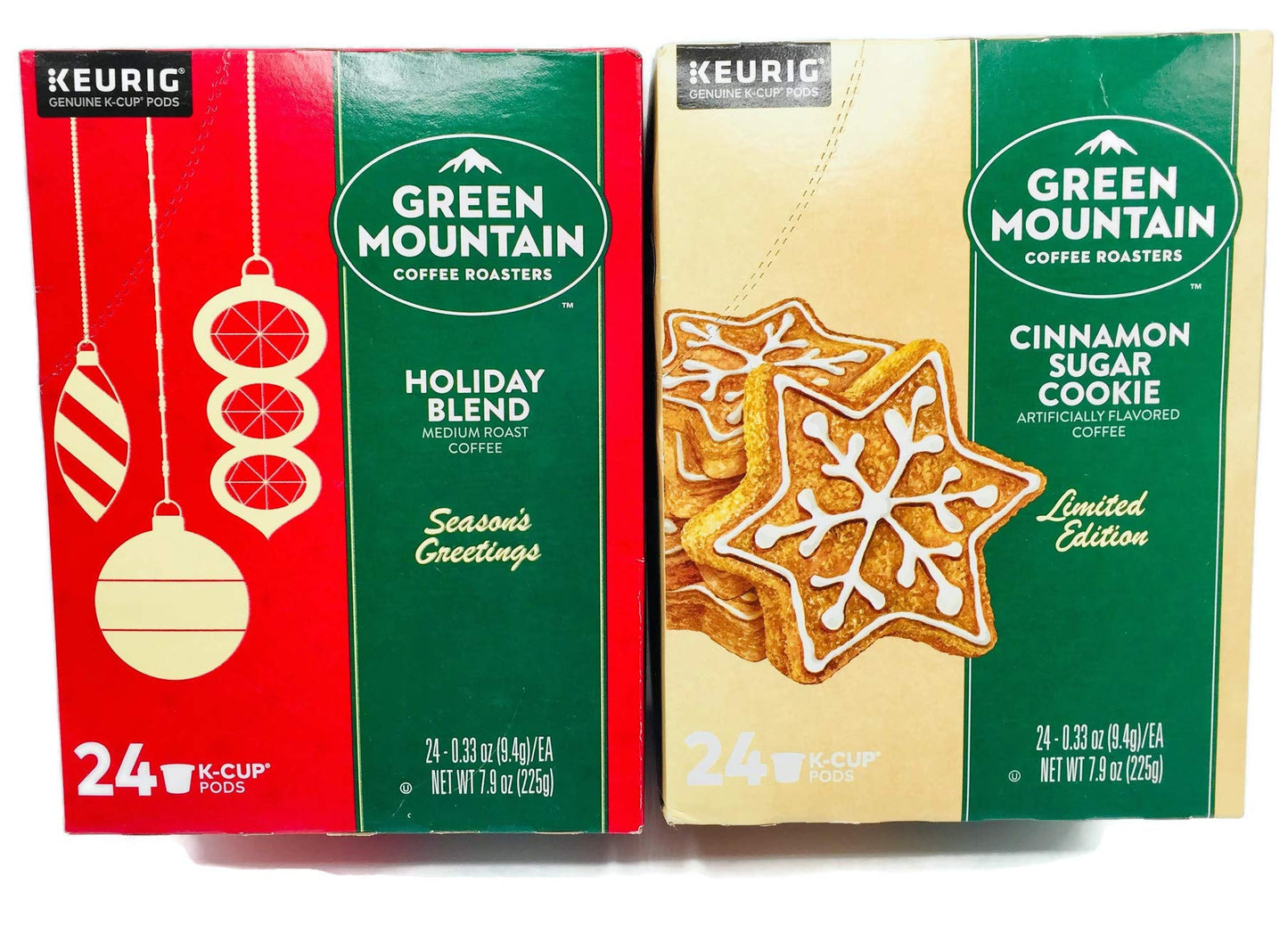Cinnamon Sugar Cookie and Holiday Blend K-Cups Coffee Variety Pack of 2 Boxes - 24 Ct Each, 48 Ct Keurig Single Serve KCup Pods Total - Limited