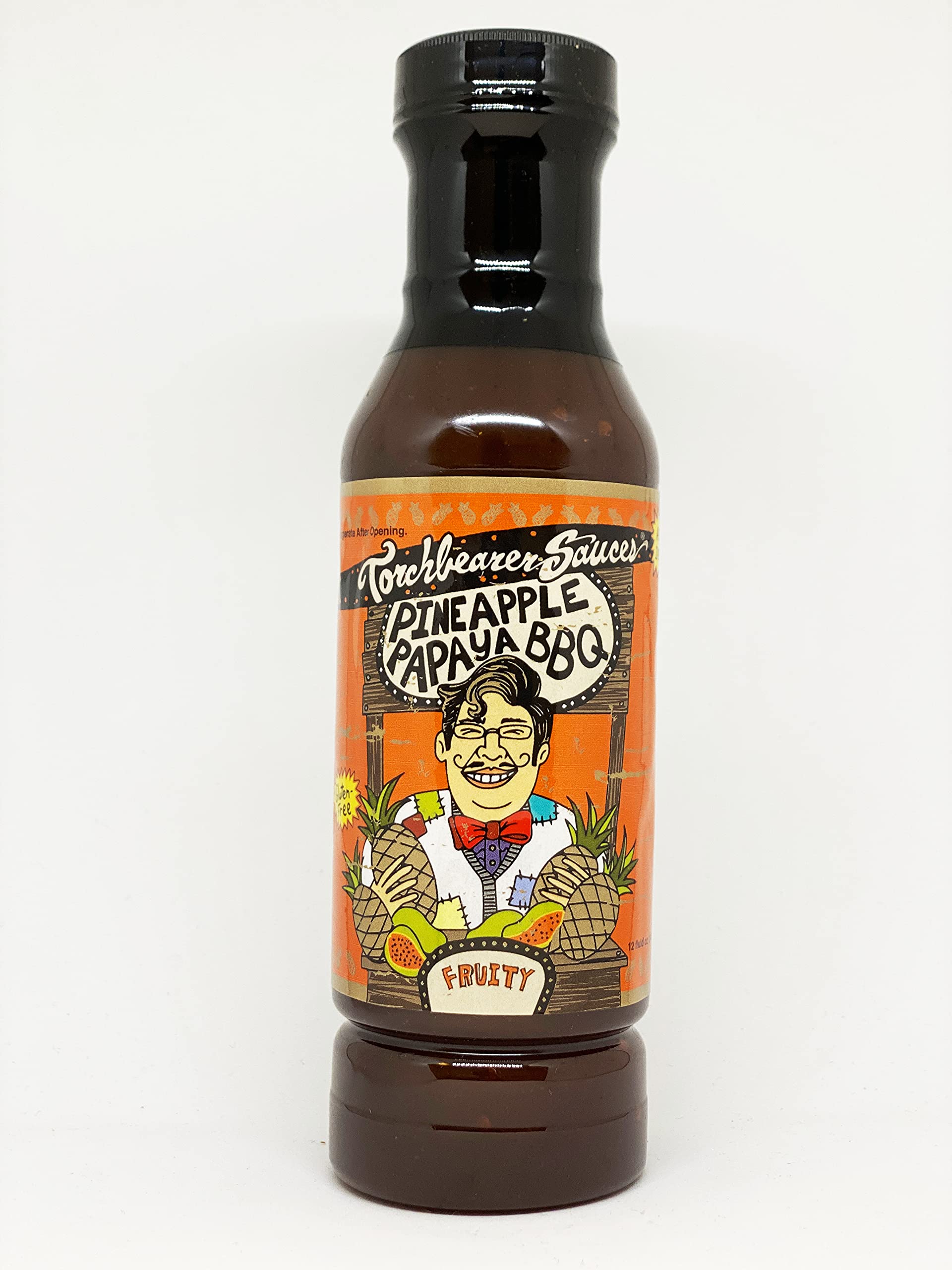 Torchbearer Sauces Pineapple Papaya BBQ, 12 Fl Oz - Heat level: 2 Mild - All Natural, Extract-Free, No Artificial Flavors, Made in USA