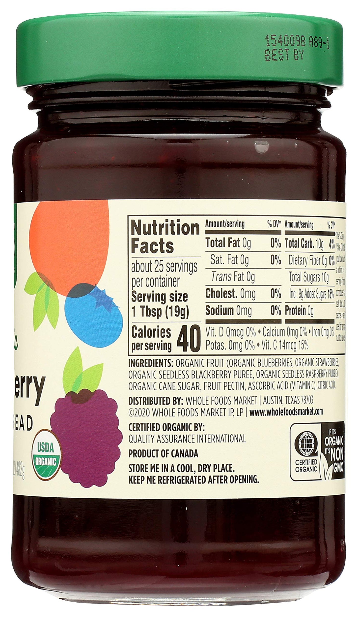 365 by Whole Foods Market, Organic Mixed Berry Fruit Spread, 17 Ounce
