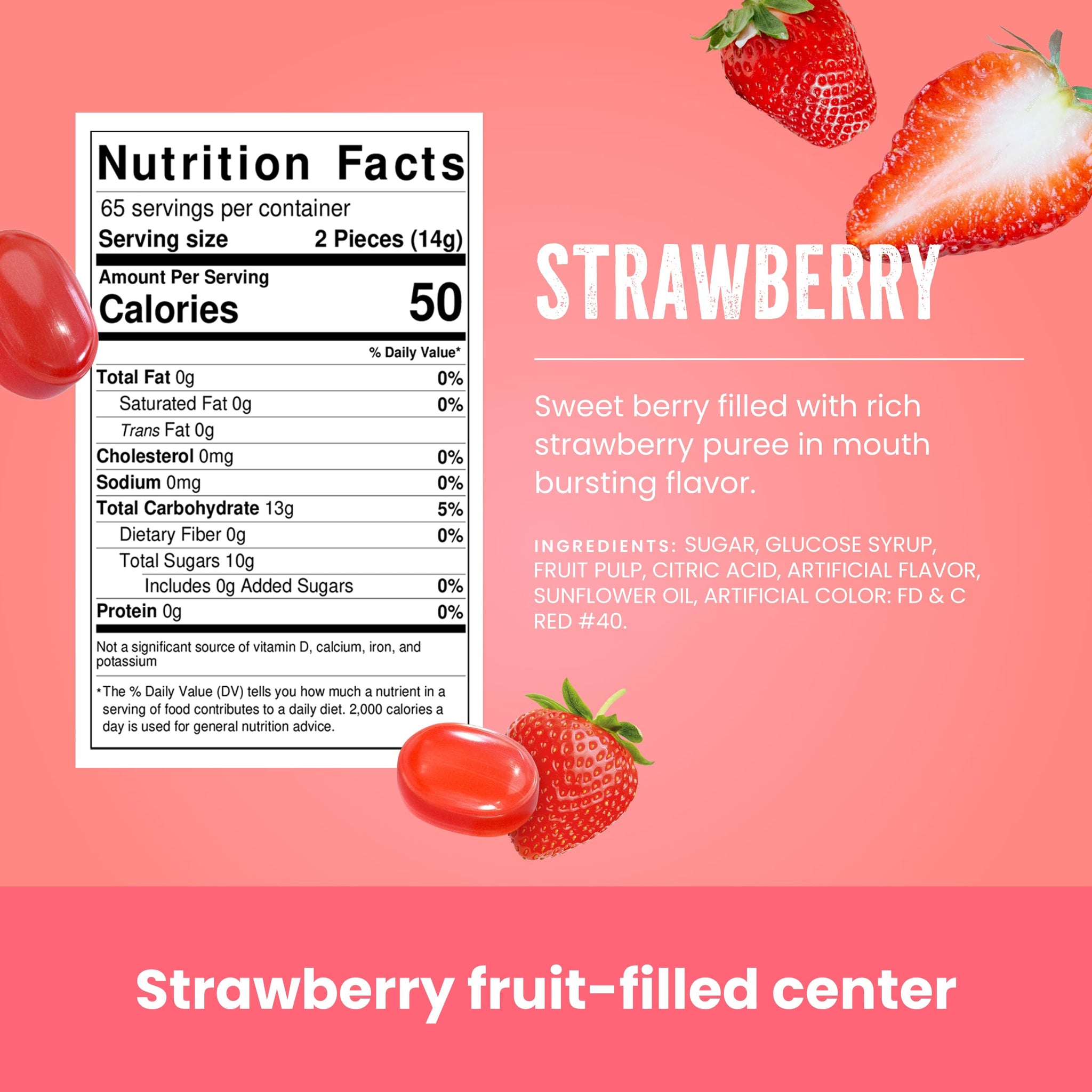 Strawberry Hard Candy Individually Wrapped by Cambie, 4 lbs of Strawberry Candy with a Deliciously Sweet Hard Exterior with a Soft, Fruit-Filled