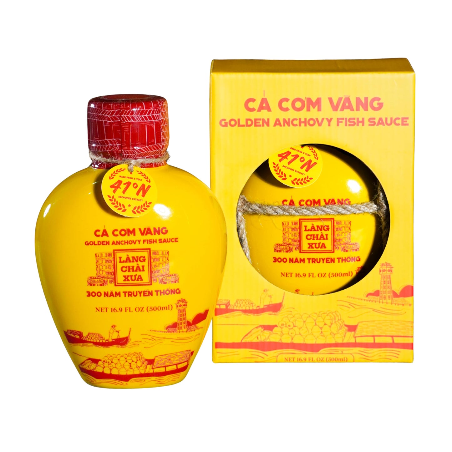 Làng Chài X?a Premium Vietnamese Golden Anchovy Fish Sauce - Authentic and Flavorful Marinades and Sauces for Grilling, Dipping, and Cooking (500ml)