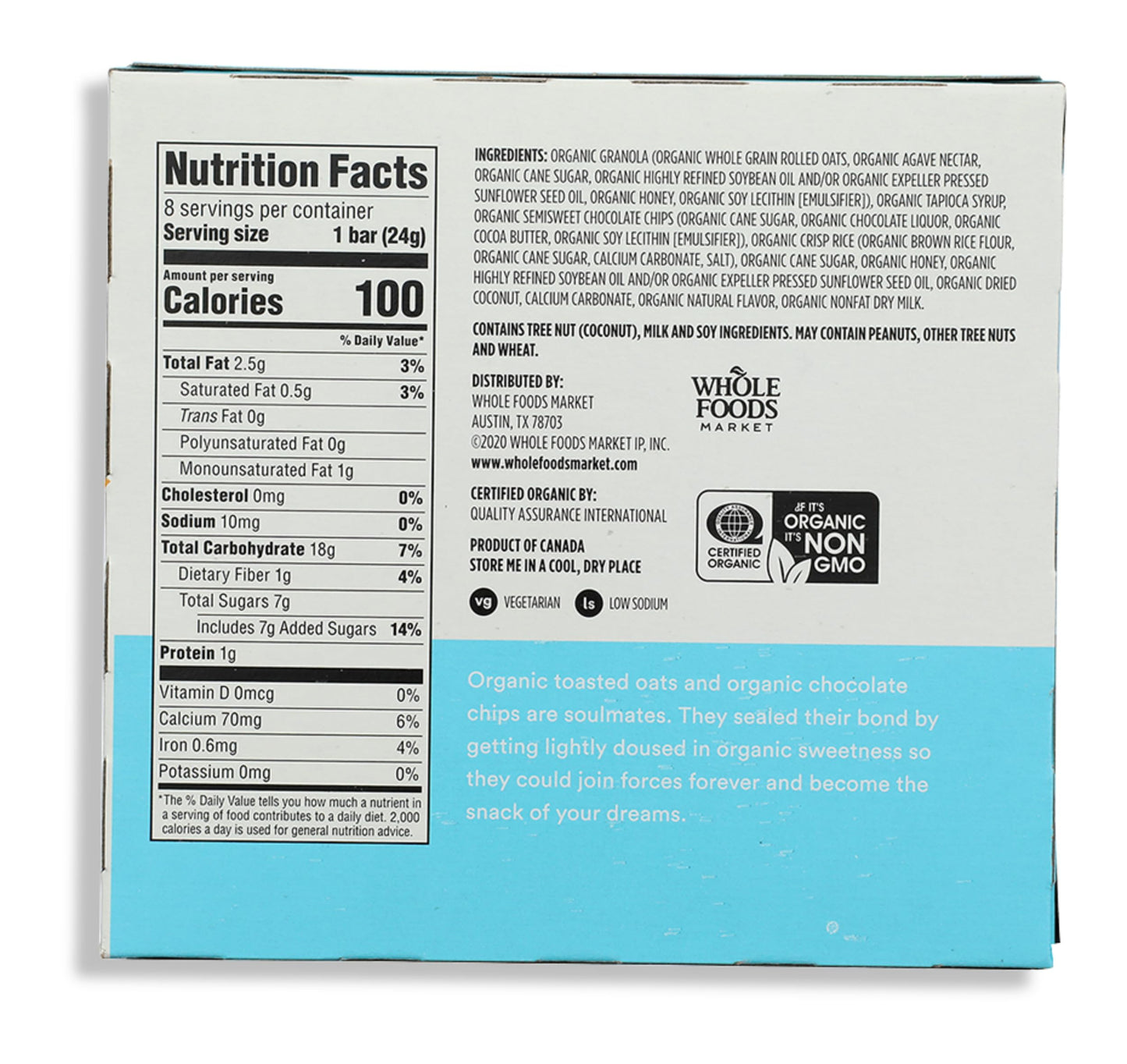 365 by Whole Foods Market, Organic Chocolate Chip Chewy Granola Bars, 8 Count