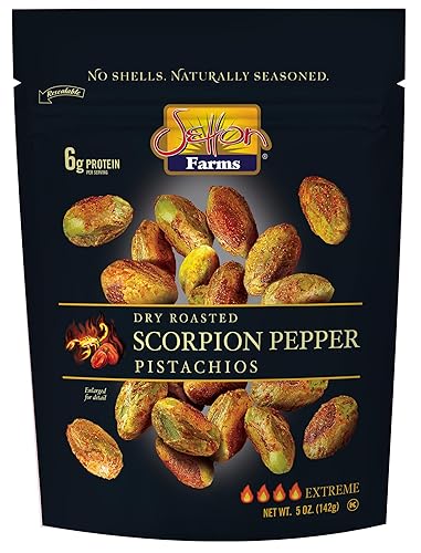 Setton Farms Pistachios, Scorpion Pepper Extreme Flavor, Naturally Seasoned, Dry Roasted No Shell, Non-GMO Project Verified, Gluten Free, Vegan