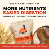 Sunrise Flour Mill Organic Heritage Whole Wheat Flour - 2 lbs | Easier to Digest with Less Bloating | No Bleaching or Bromating | Zero Additives