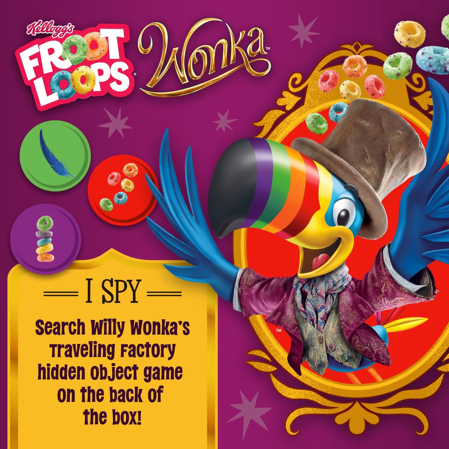 Willy Wonka Froot Loops Cold Breakfast Cereal, Turns Milk Berry-licious, Breakfast Snacks, Family Size, Berry-licious, 12.3oz Box (1 Box)