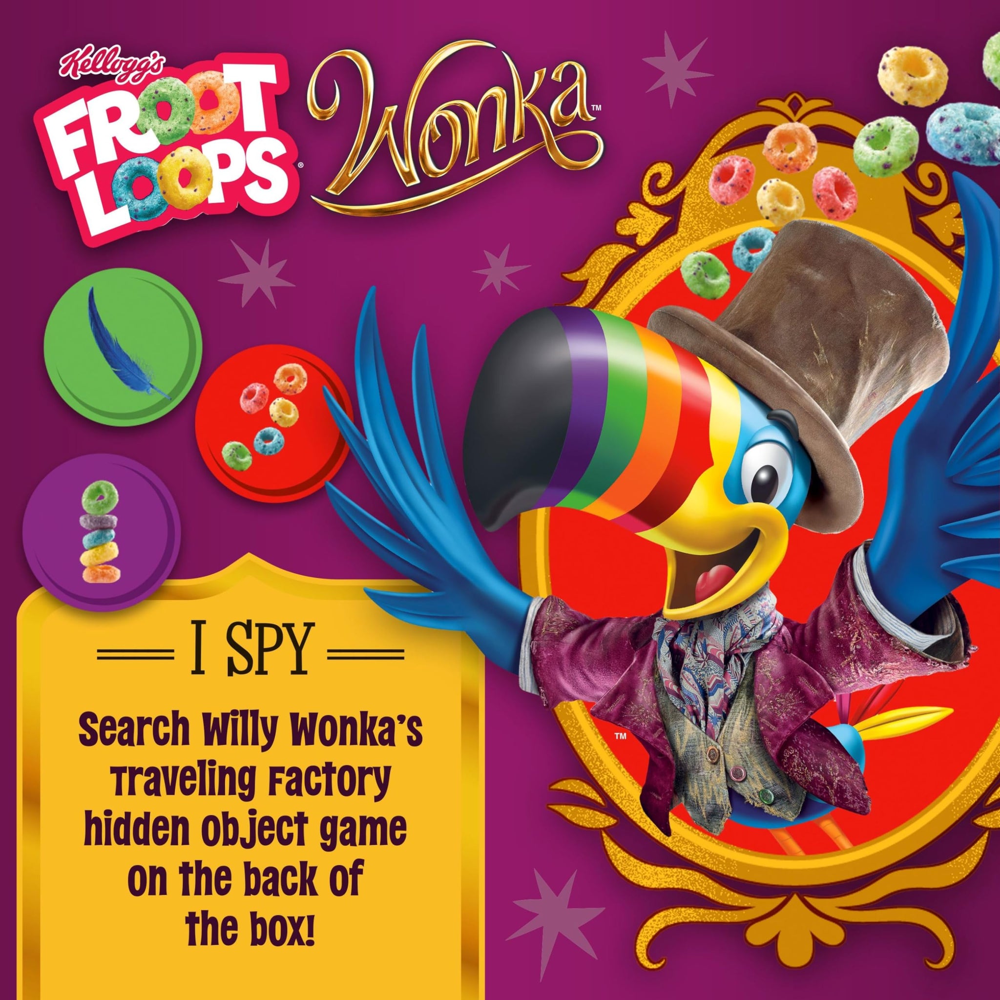 Willy Wonka Froot Loops Cold Breakfast Cereal, Turns Milk Berry-licious, Breakfast Snacks, Family Size, Berry-licious, 12.3oz Box (1 Box)