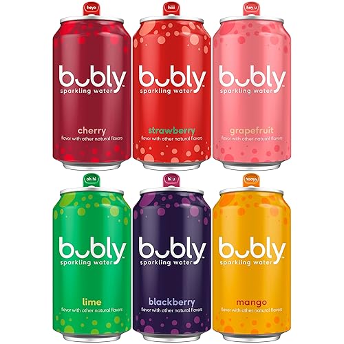 bubly Sparkling Water, 6 Flavor Variety Pack (Blackberry, Lime, Cherry, Grapefruit, Strawberry, Mango), Zero Sugar & Zero Calories, Seltzer Water, 12