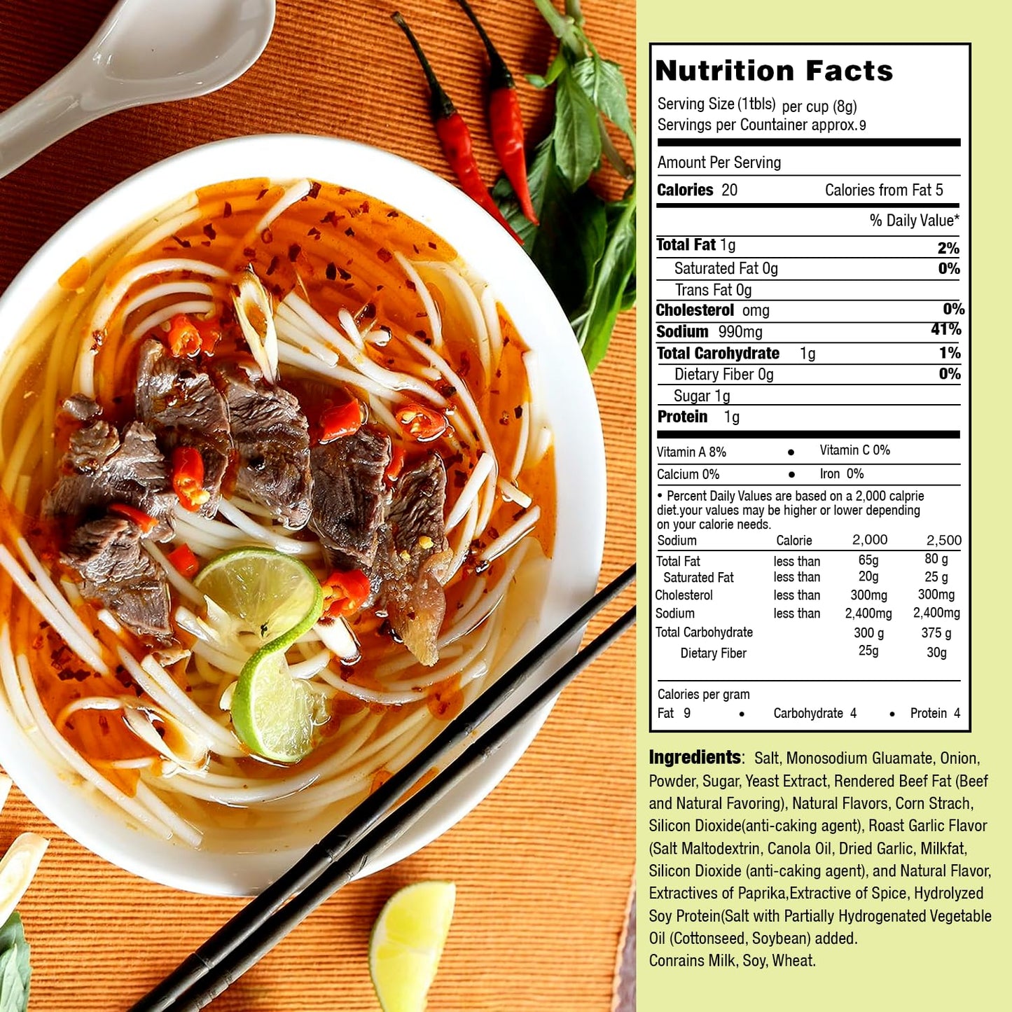 Essence of Lotus Instant Spicy Beef Pho Soup Mix - Ready-to-Eat Flavorful, Restaurant-Quality Pho broth, Made in the US (Spicy Beef Soup Mix, 1-Pack)