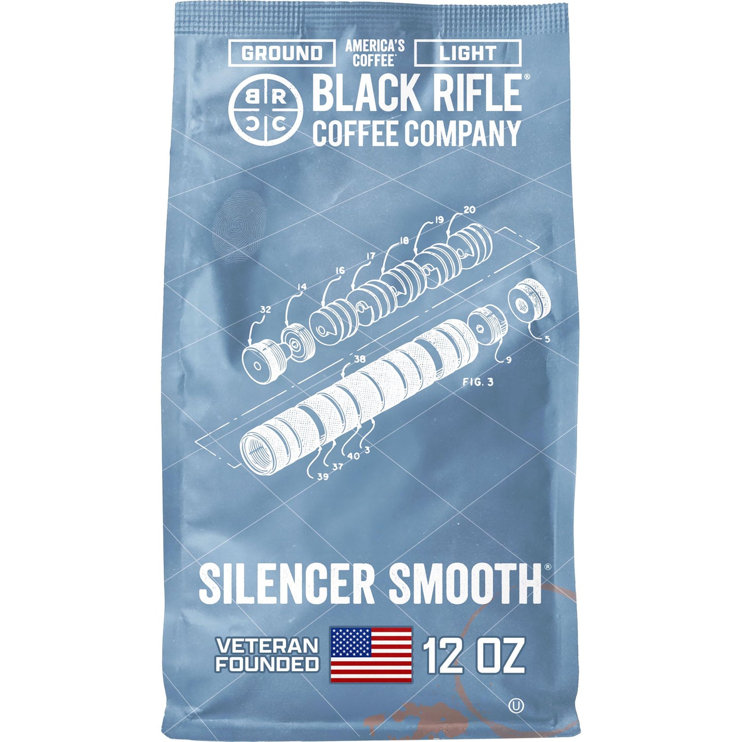 Black Rifle Coffee Company Silencer Smooth, Light Roast Ground Coffee, 12 OZ Bag