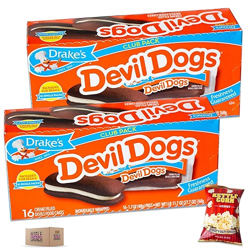 Devil Dogs (2 packs, 16CT) - Club Pack - Sweet and Salty Kettle Corn (1, 5.5oz bag) - 3 Items Total