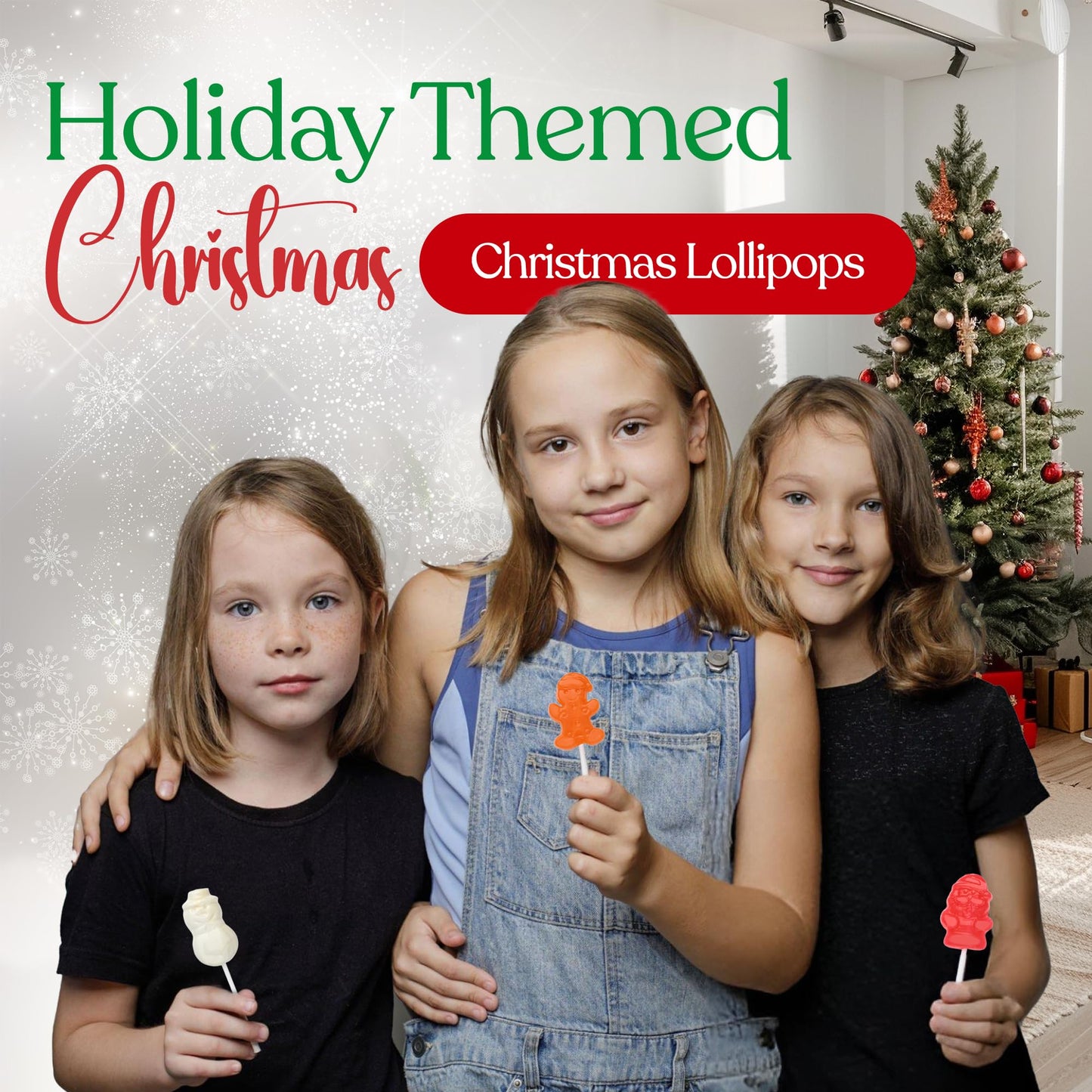 40 Pack Christmas Lollipops - Individually Wrapped Holiday Themed Lollipops - Santa, Tree Snowman, Gingerbread, Designs & Delicious Flavor -Bulk