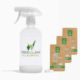 Green Llama Eco-Friendly All-Purpose Cleaning Spray | 16oz Glass Bottle, 3 Refill Tablets | Lemon Grass Scent | Natural, Sustainable, Safe for Home