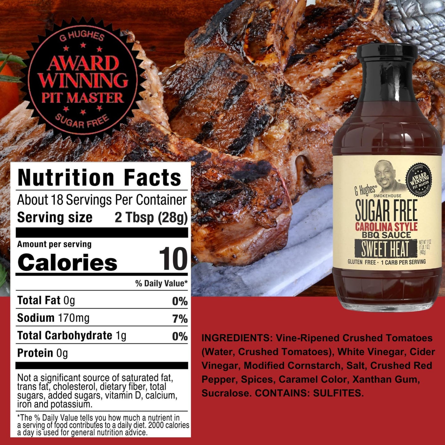 G Hughes Sugar Free Mesquite, Sweet Heat, Sweet and Spicy - 18 Oz (3-Pack)