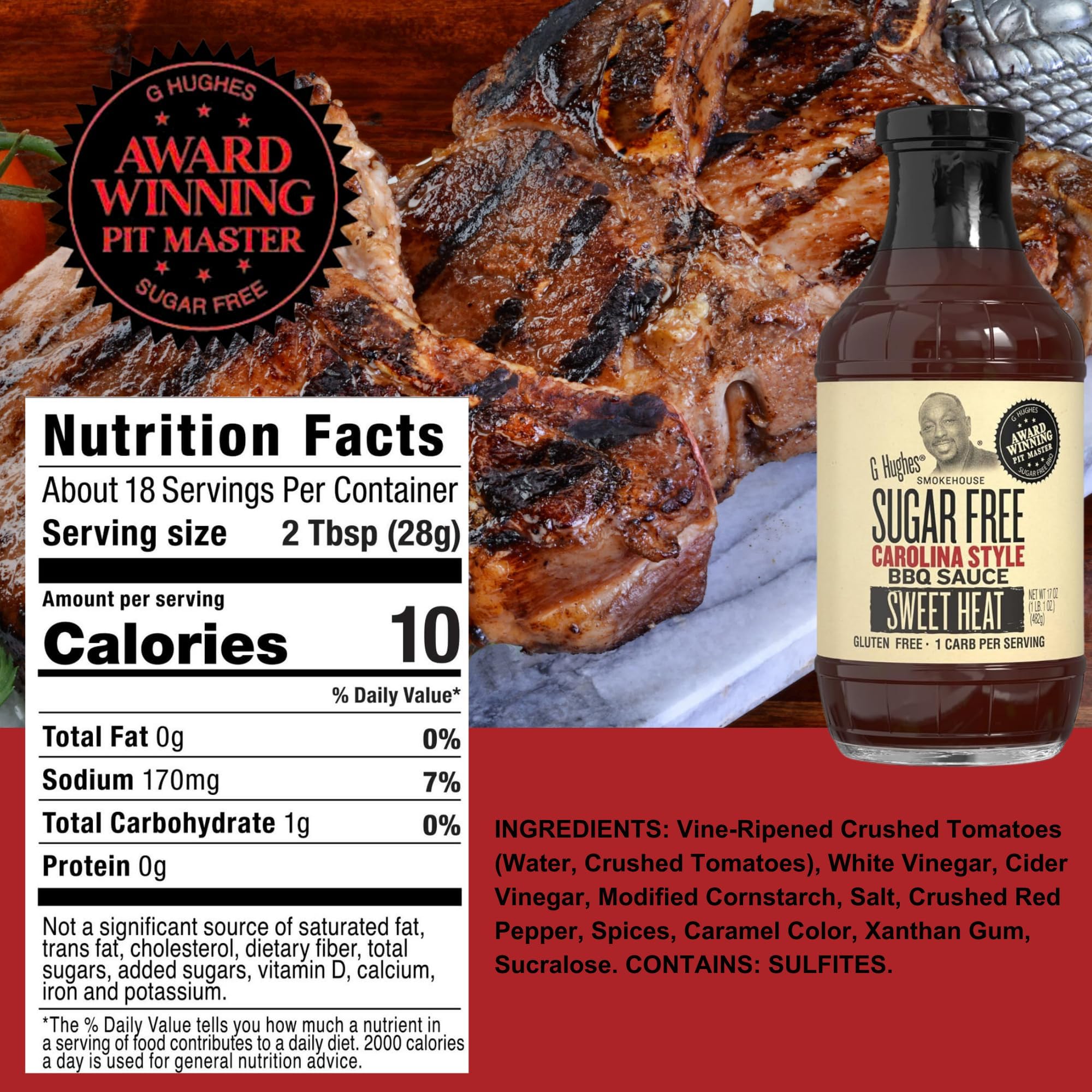 G Hughes Sugar Free Mesquite, Sweet Heat, Sweet and Spicy - 18 Oz (3-Pack)