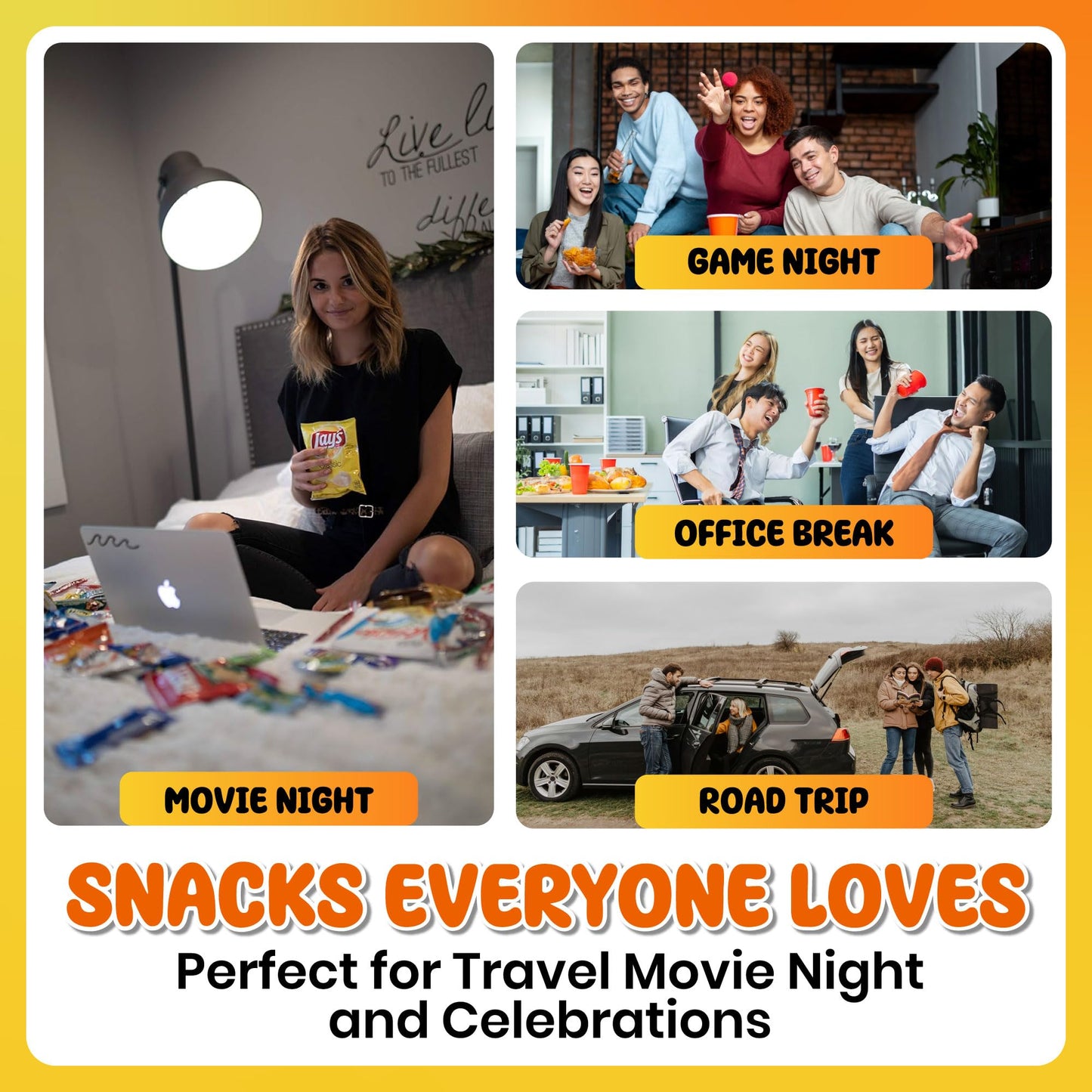 Snack Box Variety Pack (40 Count) - Chips, Cookies and Bars - Care Package for College Students, Finals Week, Office Snacks, Birthdays and Travel