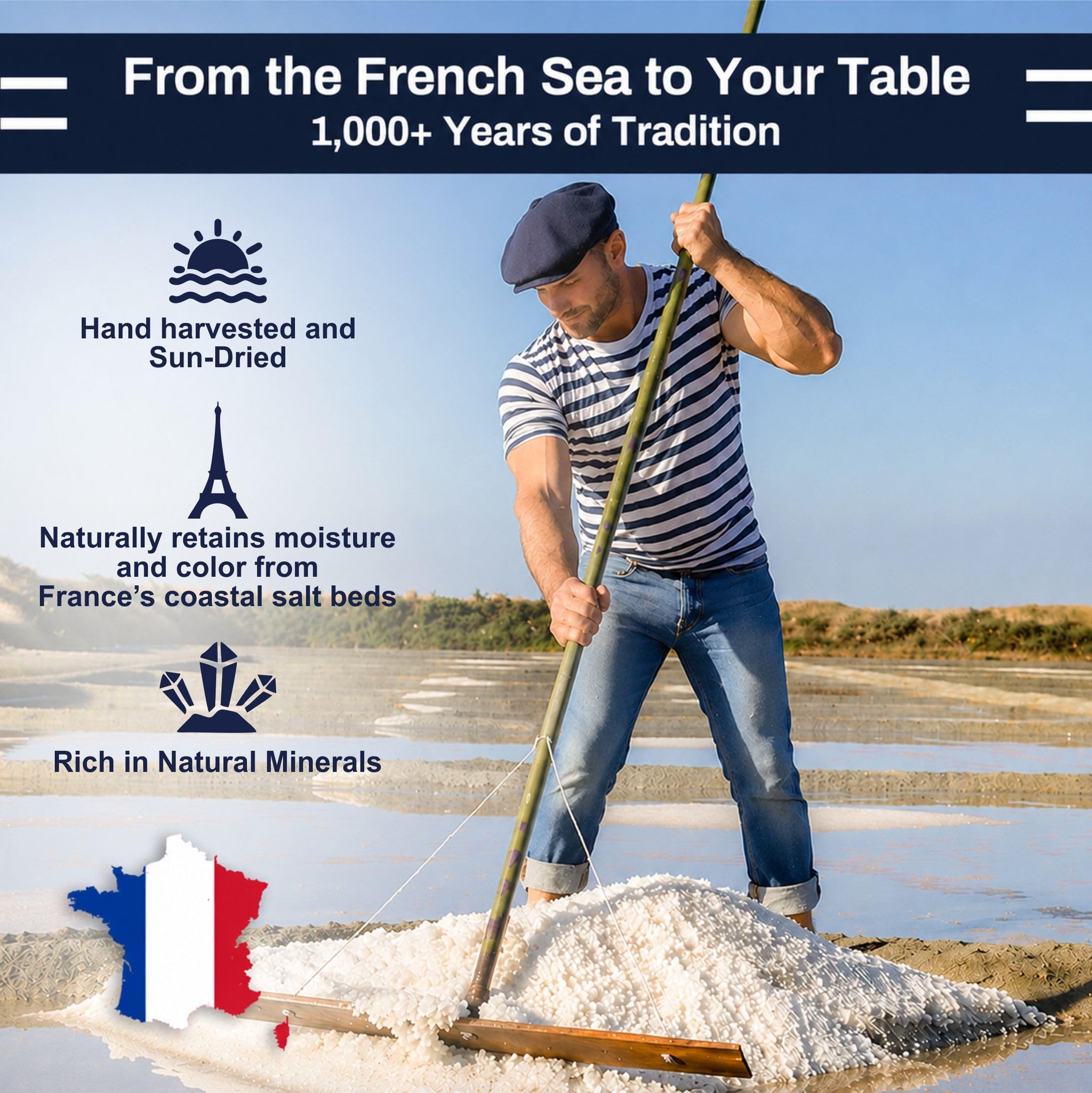 Le Marinier Celtic Salt Organic Grey Coarse, 5lb. Mineral Rich 100% Natural and Unrefined French Sea Salt Organic. Hand Harvested Mineral Sea Salt