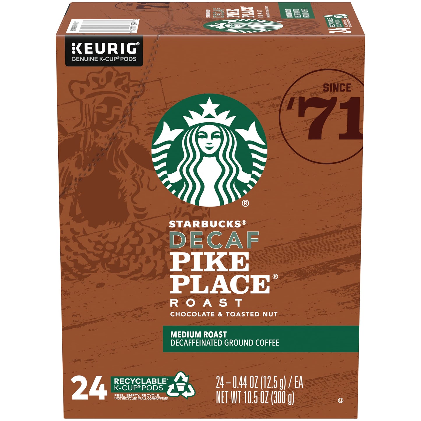 Starbucks Decaf Coffee K-Cup Pods, Pike Place, 24 CT (Pack of 2)