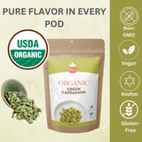 SPICY ORGANIC Green Cardamom Pods - 2 lb - Whole Cardamon Seeds for Authentic Spice Flavor, Natural Cardamon Pod for Tea, Cooking, and Baking- USDA