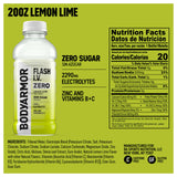 BODYARMOR Flash I.V. Zero Sugar Electrolyte Beverage, Lemon Lime, Hydration Drink For Rapid Rehydration, Post Workout Recovery, 20 Fl Oz (Pack of 12)