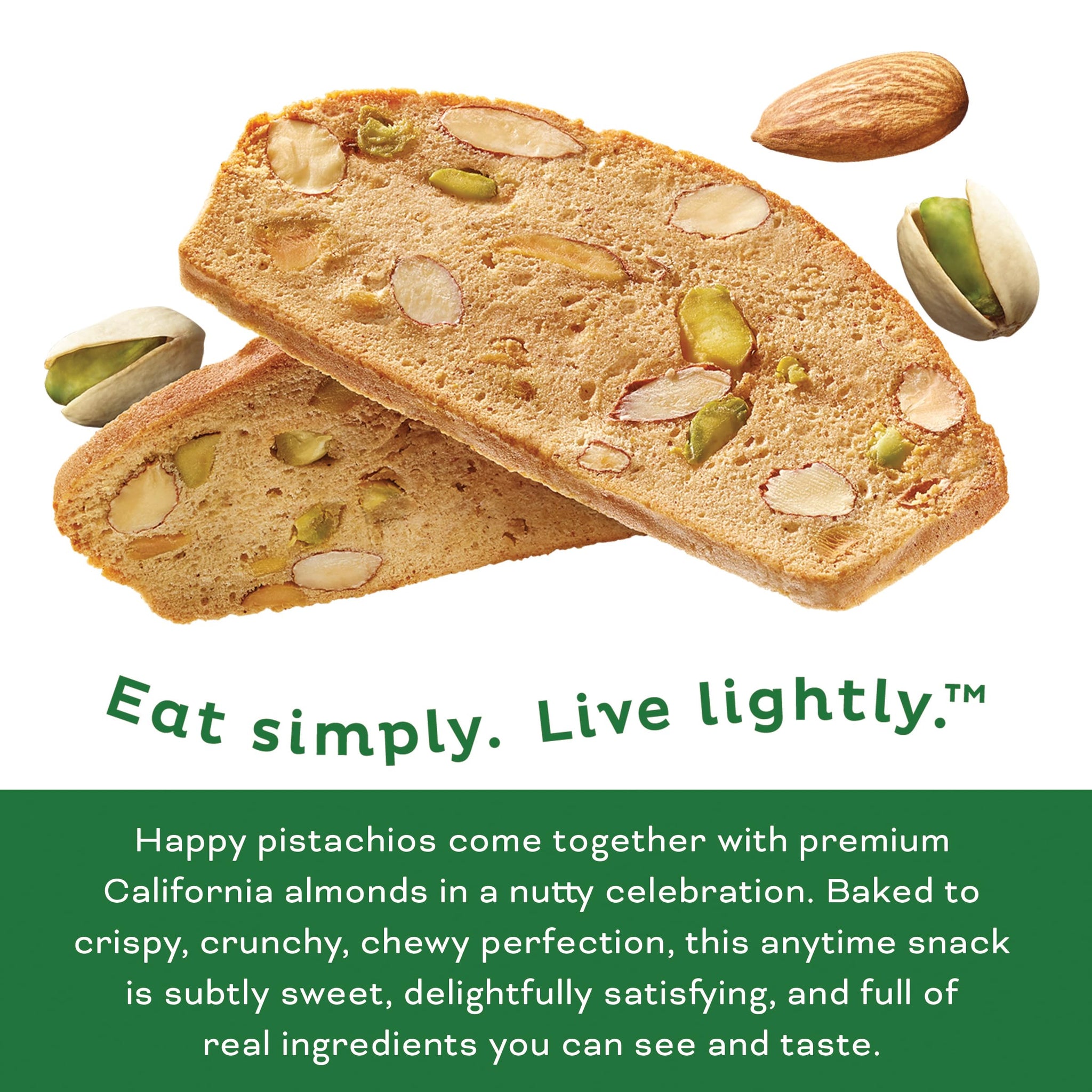 Nonni's THINaddictives Almond Thin Cookies, Pistachio Almond Biscotti, Sweet Crunchy & Chewy, Individually Wrapped, Kosher Snack, Perfect with Coffee