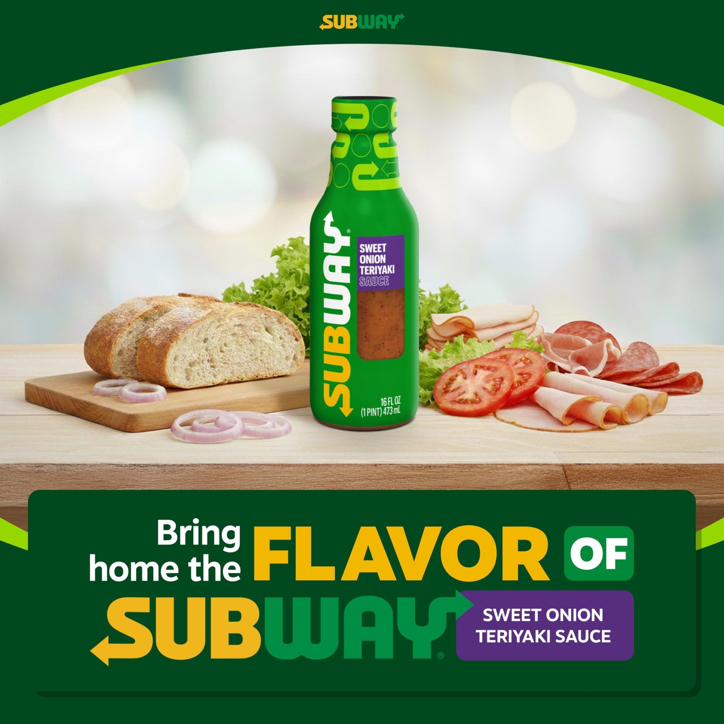 Subway Sweet Onion Teriyaki Sauce, 16 fl. oz., Made with Ginger, Poppyseed and Green Onions, Perfect Chicken Marinade, Glaze, Stir Fry or Hibachi