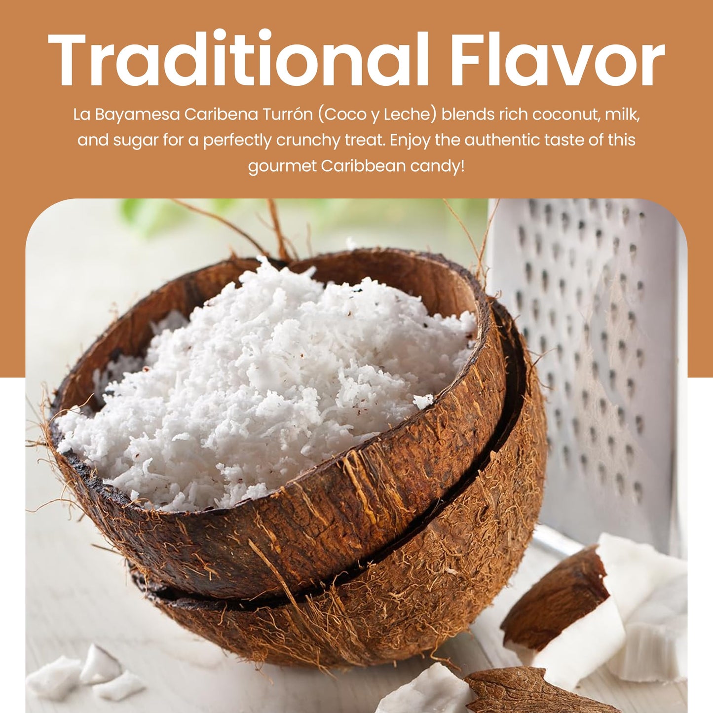 La Bayamesa | Caribena | Turron (Coco y Leche) | 6 Oz (170g) | Sugar, Coconut and Milk candy | Pack of 03 Crunchy Gourmet Coconut Candy