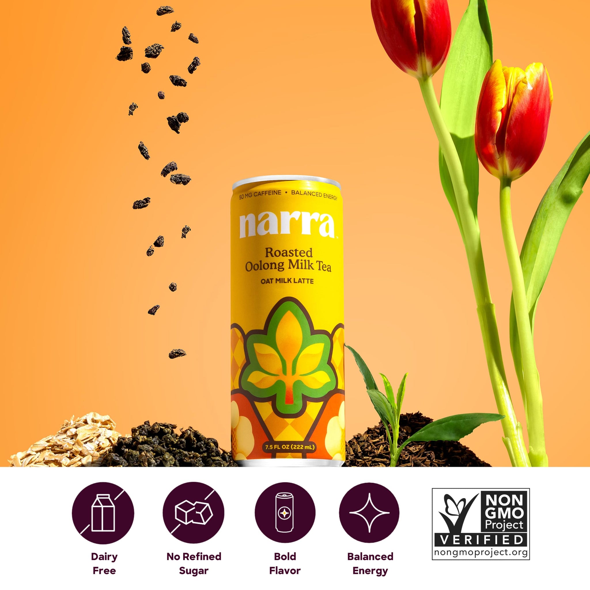 Narra Oat Milk Tea Latte Original Variety Pack (12 Pack) - Black Tea, Roasted Oolong & Strawberry Matcha, Smooth Balanced Energy from Tea (50-60mg