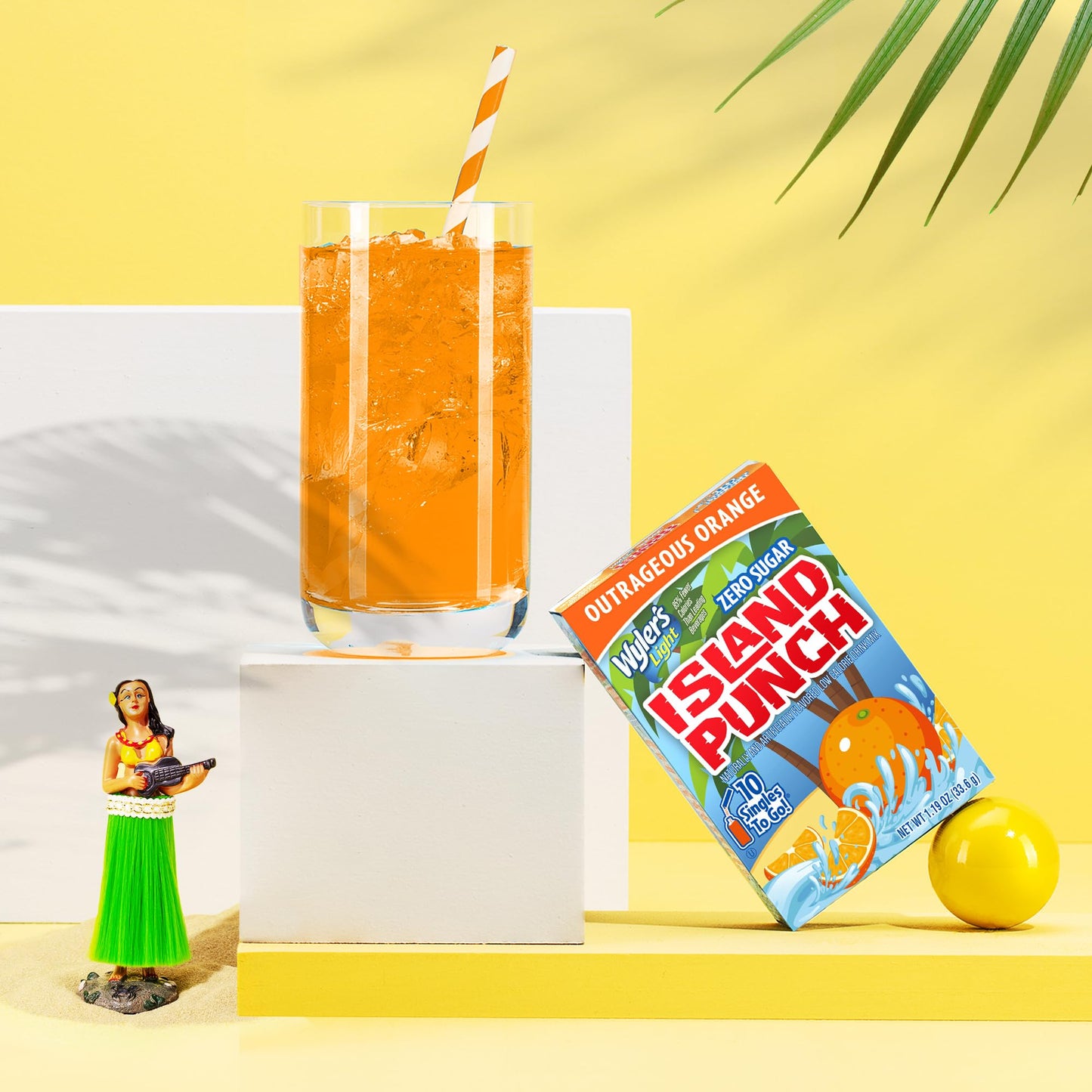 Wyler's Light Island Punch Singles To Go, Water Drink Mix, Outrageous Orange, 1 box with 10 counts.