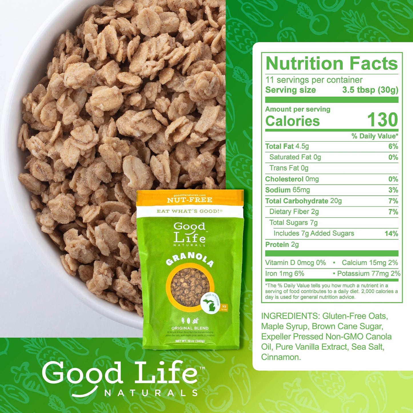 Good Life Natural’s Granola Cereal | Artisan Blended Energizing Granola Flakes | Healthy Nut Free Blend | No Artificial Flavoring or Sweeteners |
