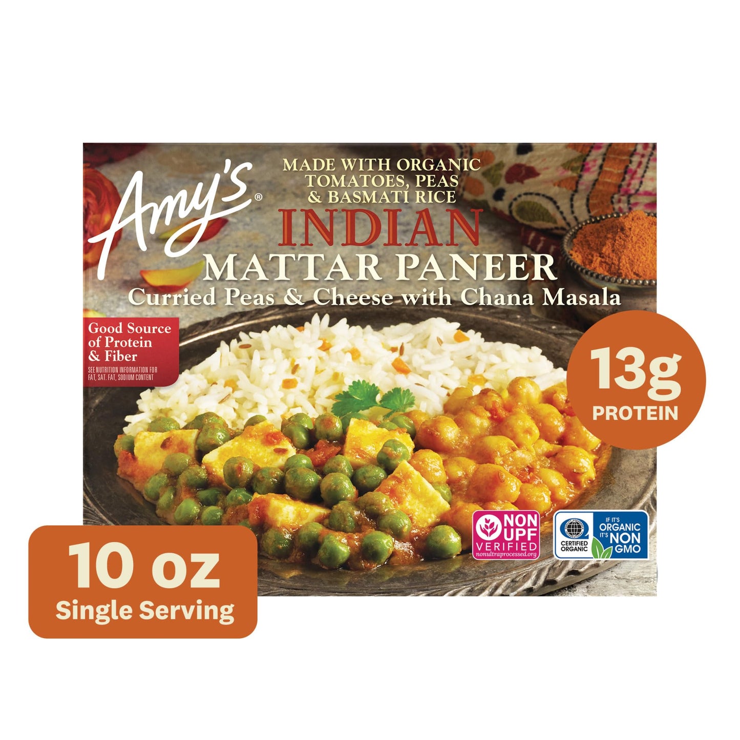 Amy's Indian Mattar Paneer Microwave Meal, 10 Oz