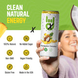 Superior Energy Electrolytes Drink Zero Calories - Energy Drink Zero Sugar - Pineapple Coconut Flavor, 90mg Natural Caffeine - Pack of 12 (12 fl oz