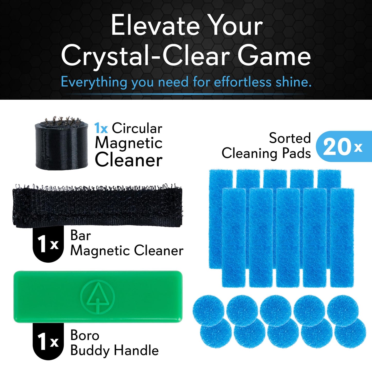 Magnetic Glass Cleaner BoroBuddy Pro | Cleans Hard to Reach Stains on Glass, Ceramic, Metal Pieces of All Shapes & Sizes | Glass Pieces, Bottles